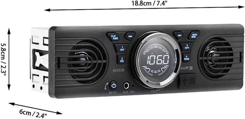 Av252 Bluetooth Car Receiver With Fm Radio Usb Aux Mp3 Playback 2 Speakers - Picture 7 of 8