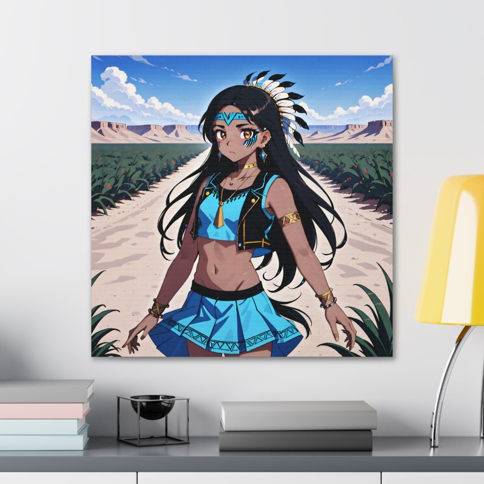 Manga Style Native American Pop Art Print Wrapped Canvas Wood Frame 24 manga-style-native-american-pop-art-print-wrapped-canvas-wood-frame-24