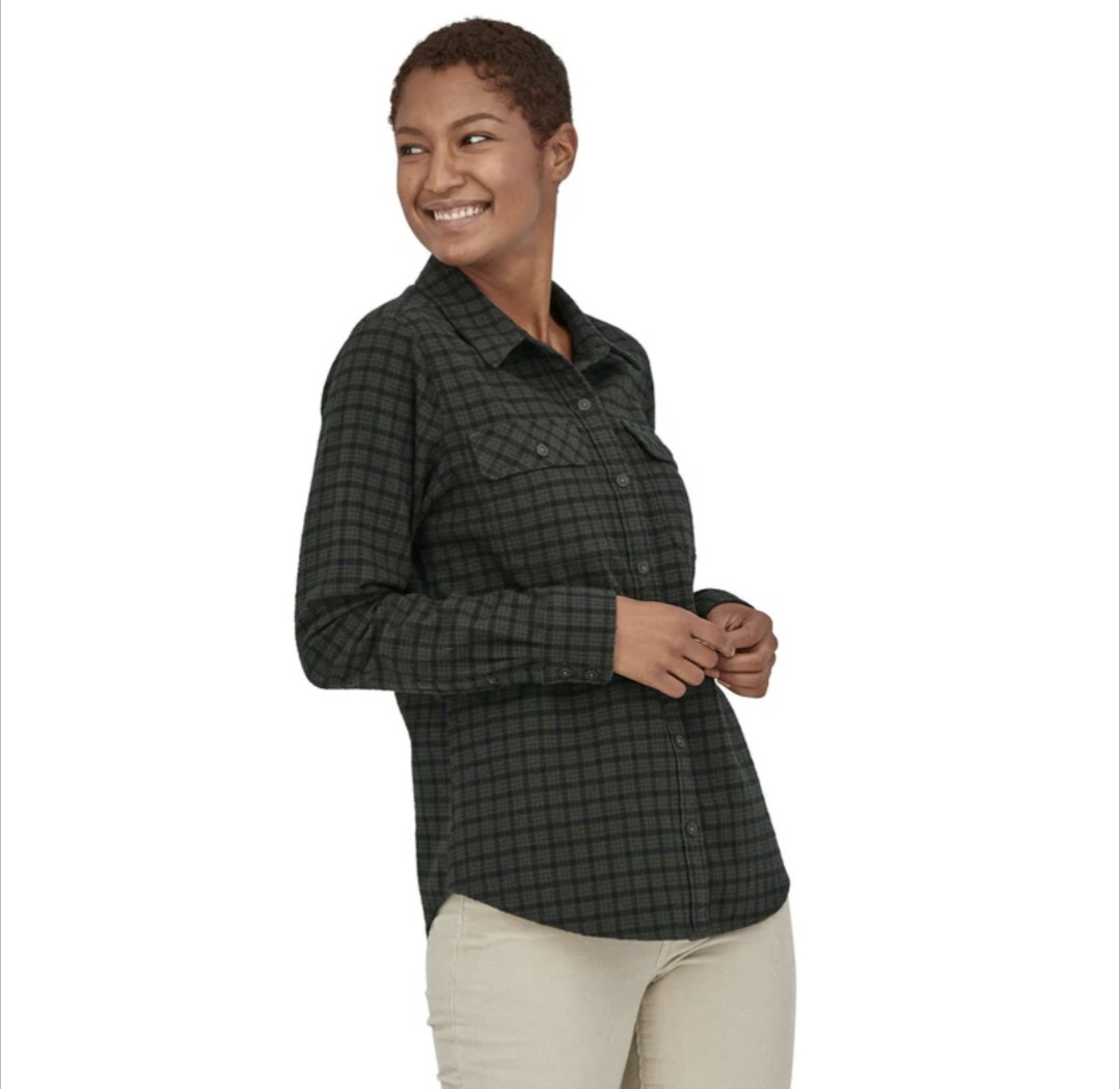 PATAGONIA Womens Medium Fjord Flannel Long Sleeve Shirt Organic Outdoor  Neutral