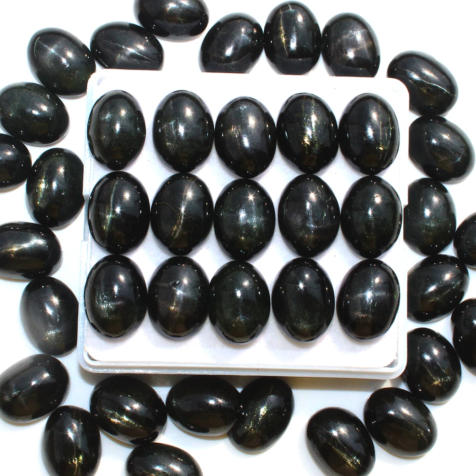 10 piezas piedras preciosas cabujón ovalado calibradas de diópsido estrella negra natural 16 mm x 12 mm Foto 4 de 4