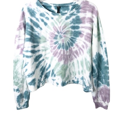 Alya Francesca's NWT Women's Cropped Tie Dye Long Sleeve Sweatshirt Size Large