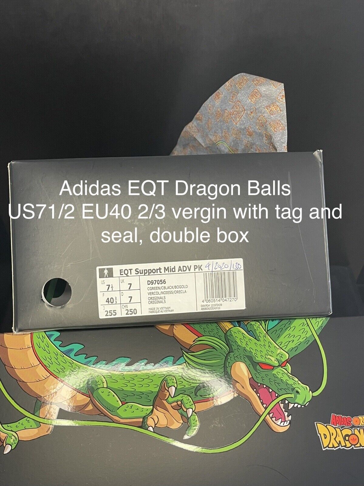 Shenron Dragon Ball Z x Adidas EQT Support Mid ADV PK D97056 EU 40 23, US 7,5