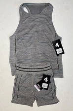 2 pc Set Fourlaps 4 Laps Tank Shorts Women XS/S Gray Heather Purpose Seamless