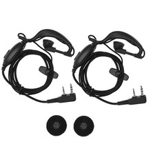2x G-Shape Walkie Talkie Earpiece with PTT Mic 2 Pin Two Way Radio Headset