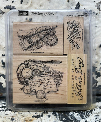 Stampin  Up! Thinking of Father Rubber Stamp Set Clock Time Father Family Mail