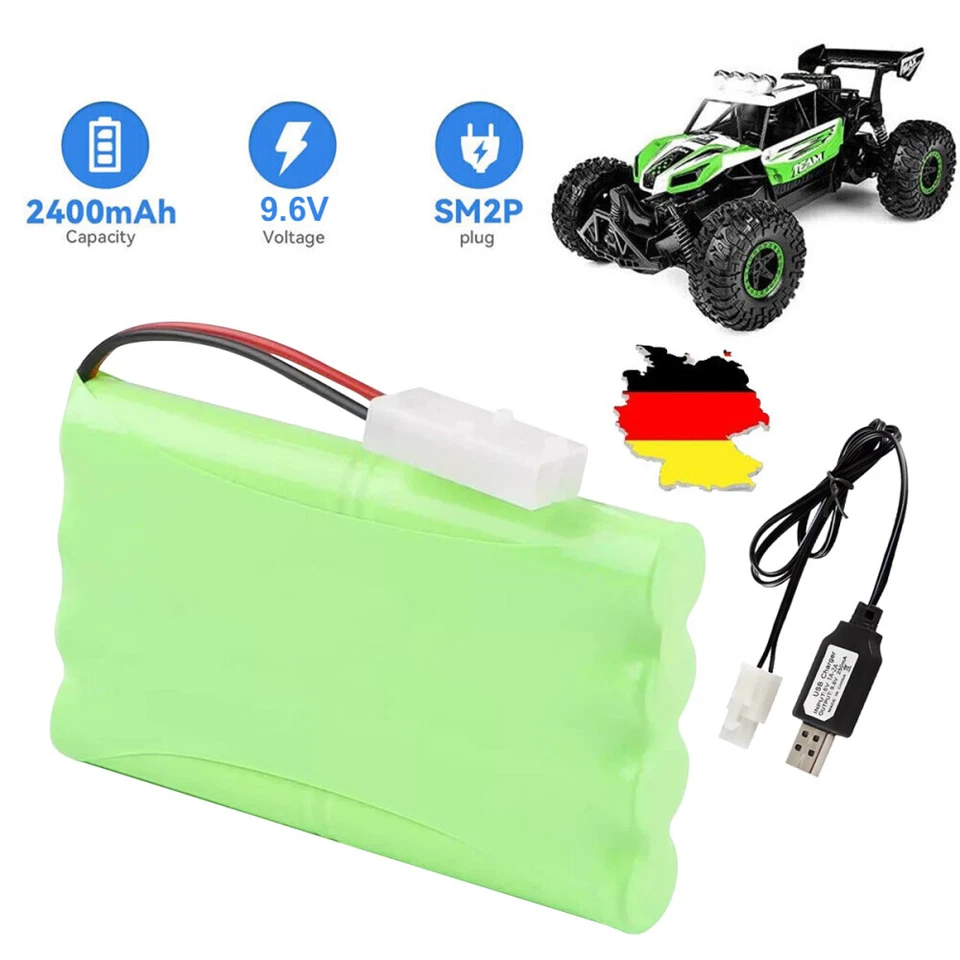 9,6V NiMH Akku 2400mAh Pack Tamiya Stecker mit USB-Ladegerät für RC Auto Drone~ - Bild 2 von 4