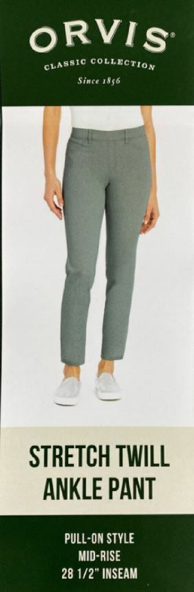 Orvis Woman's Stretch Twill Pull On Ankle Pant Size Dusty Teal