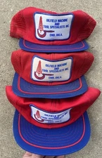 Vintage lot of 3 Snapback Trucker Hat Cap Patch Mesh K Brand USA advertising