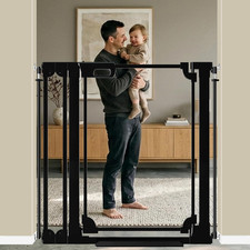 Clear Acrylic 40" Extra Tall Baby Gate for Stairs Modern Design Acrylic Auto Clo