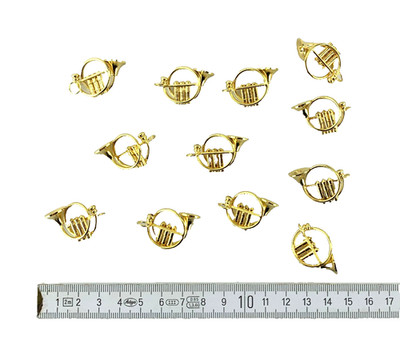Horn Posaune wohl Messing 2,5 cm 12 Stück Musikinstrument Miniatur Setzkasten