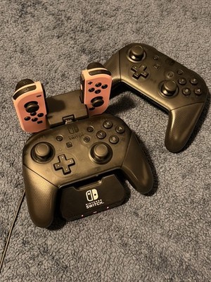Nintendo Switch Bundle: Pro Controllers & Pink Joy-Cons with Wrist Straps & dock