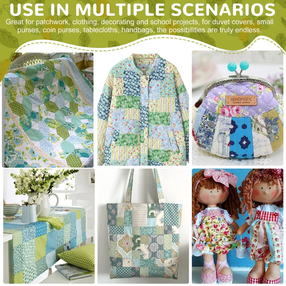 70PCS 10x10" Cotton Fabric Squares Precut Floral Quilting Patchwork DIY Crafts - Image 2 of 4