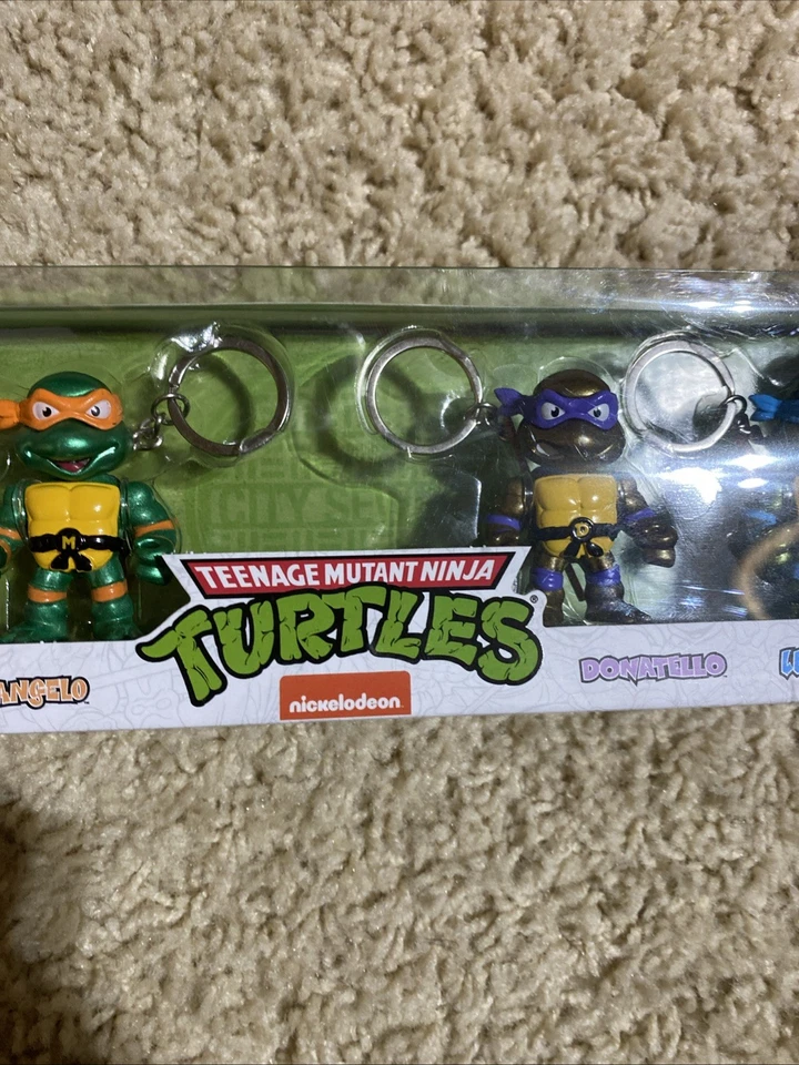 Teenage Mutant Ninja Turtles (1987) Metalfigs 2.5" Die-Cast Llavero Paquete de 4 Nuevo Foto 3 de 4