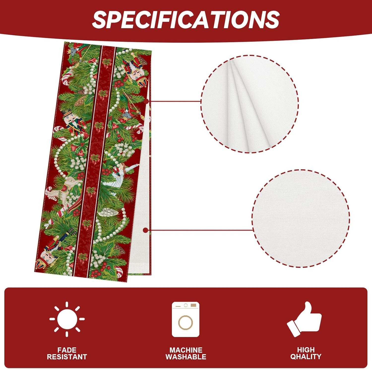 Linen Nutcracker Christmas Table Runner 72 Inches Long Nut Crackers Home Kitchen