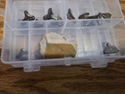Sharks Teeth (33) and Broken Arrow Head (1) in Plastic Container — photo 3