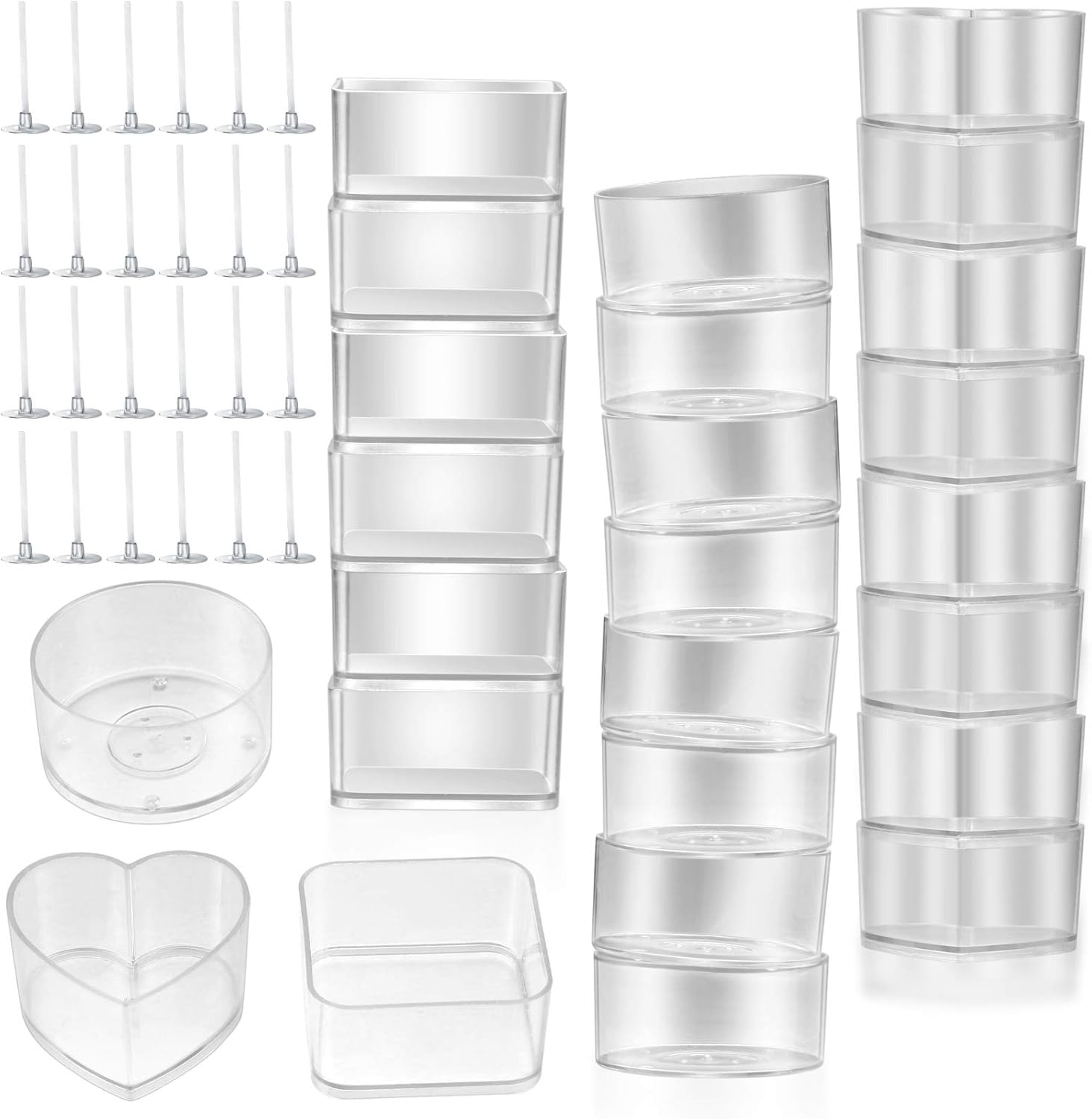 30 Pcs Tea Light Candle Holders, 100 Wicks, Cups, Wax Melt Tins Jars Mould, Maki