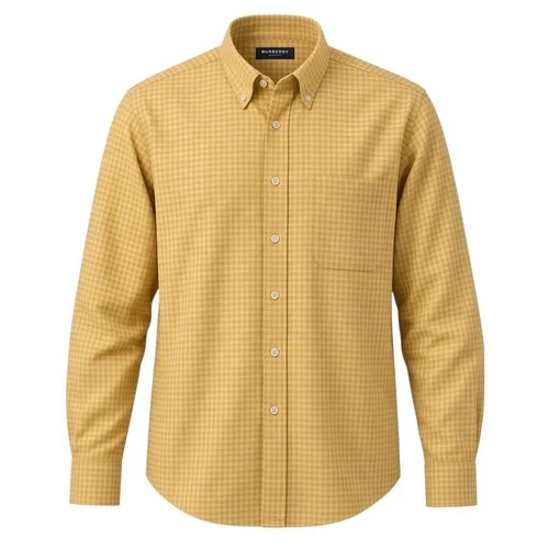 Burberry London Mens Yellow Gingham Check Button Down Shirt Long Sleeve Size L - product listing photo