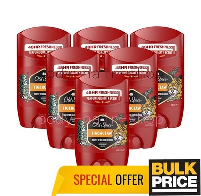 Old Spice Tigerclaw Stick Deodorant Alu-Free 48H Refreshing Citrus Scent 6-Pack