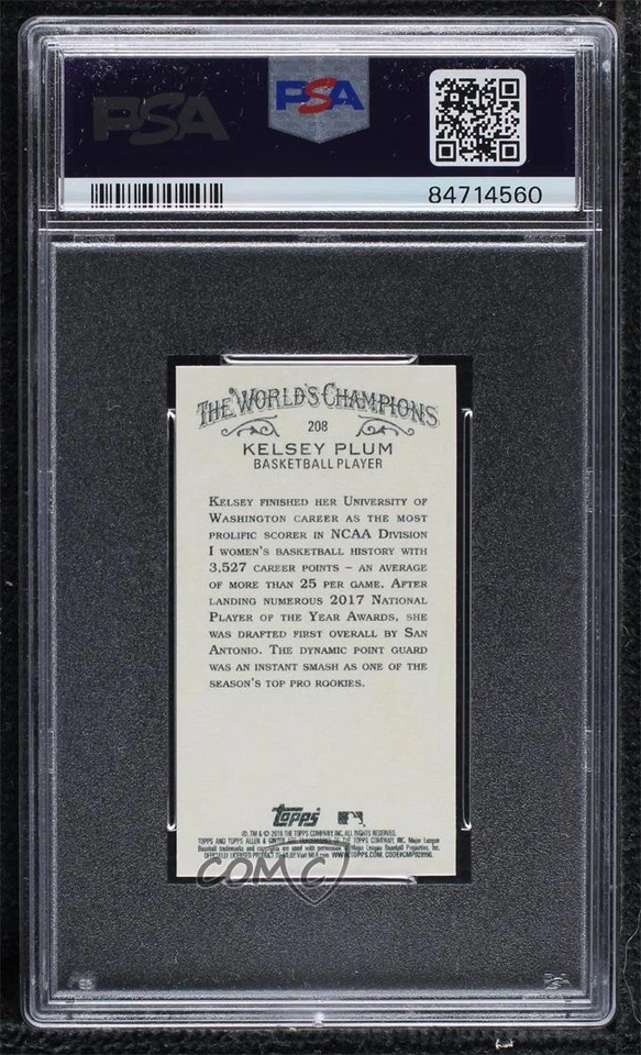 2018 Topps Allen & Ginter's X Mini Kelsey Plum #208 PSA 7 - Image 2 of 2