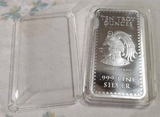 10 Troy Oz .999 Fine Ounces Aztec Calendar Silver Bar Stacker