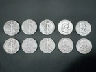 Half Dollar 90% Silver Lot of 10, 6 Walkers and 4 Benjamin Franklin Coins