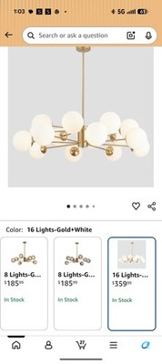 BOKT Modern 16-Light Sputnik Globe Chandelier, Hardwired Brushed Gold 39.4 in