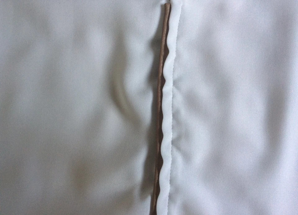 ZARA Basic White Smart Top With Stylish Taupe Lea… - image 4