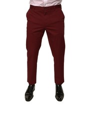 Dolce & Gabbana Maroon Cotton Men Skinny Dress Men's Pants Authentic