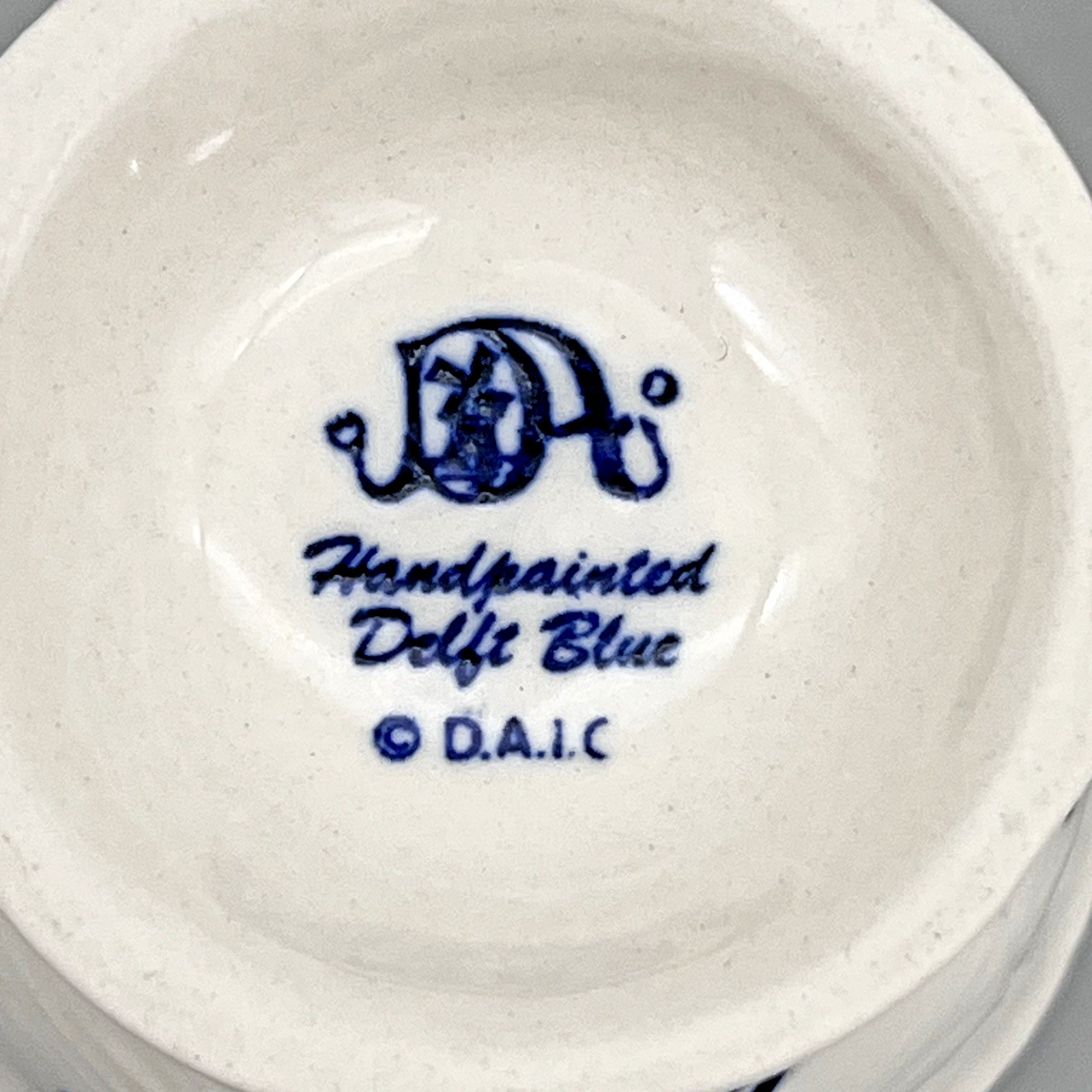 Delft Blue Porcelain Egg Cups Hand Painted Windmills & Floral - Vintage Set of 3