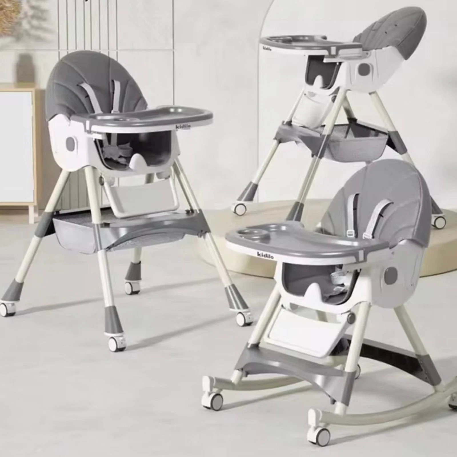 Convertible Baby High Chair Reclining Foldable Feeding Seat with Tray & Wheel
Opens in a new window