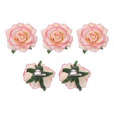 5Pcs Rose Flower Hair Clips 4 Inch Flower Hair Pins Flower Brooch Pink Yellow