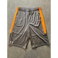 Under Armour Boys Youth XL Grey Orange Athletic Basketball Shorts Loose Fit