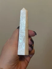 4" White Moonstone Tower Point Obelisk