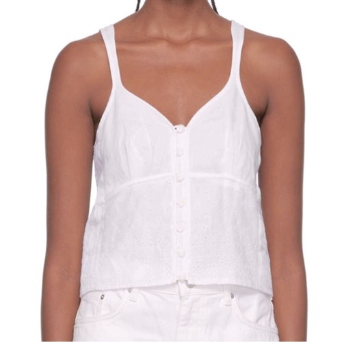 Rag & Bone Biały koronkowy top na guziki Camisole - Zdjęcie 1 z 9