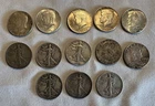 Silver Half Dollars 90%-Lot Of 13- 6-Walking Liberty-2-Franklin-5-Kennedy Half $