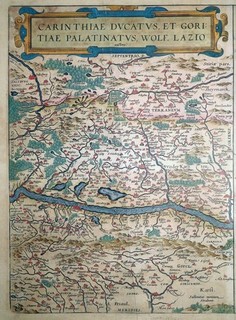 Copperplate engraving map Carinthia and Gorizia Abraham Ortelius 1573 v d B 143 a