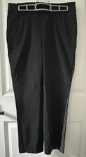 Women s Black White Polka Dot Dress Pants White Side Stripe Regular