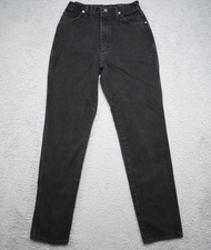 Vintage Wrangler Jeans Womens 9/10x34 Black High Rise Mom USA Made 26x33