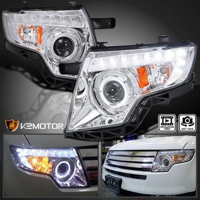 #ad Fits 2007 2010 Ford Edge LED Strip Halo Projector Headlights Lamps LeftRight $246.38