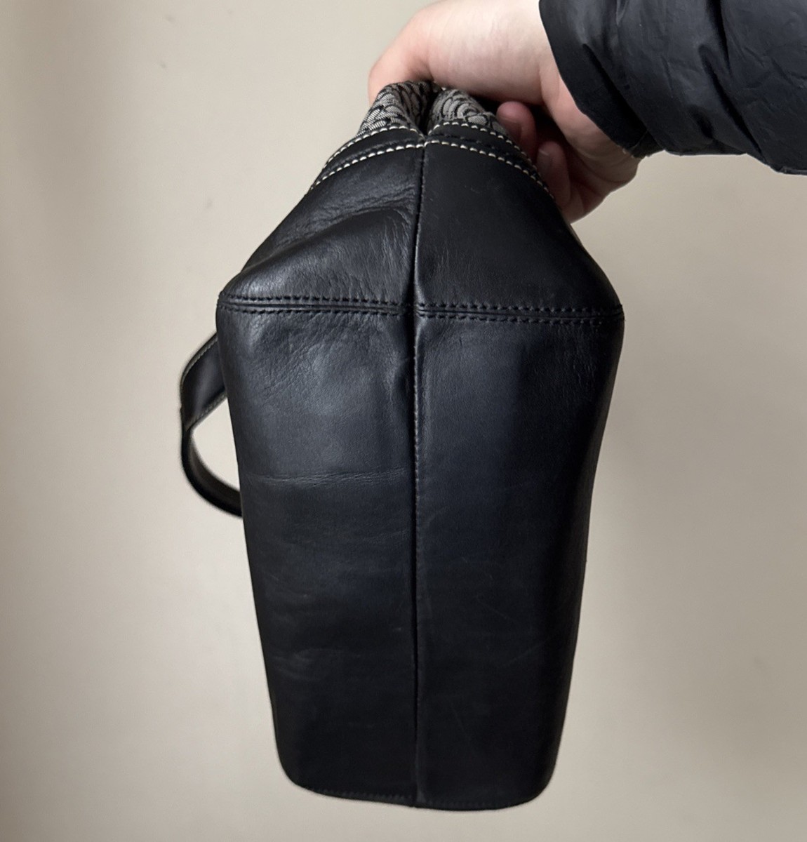 Coach Soho Signature Small Black Gray Canvas Satchel Bag Y2K