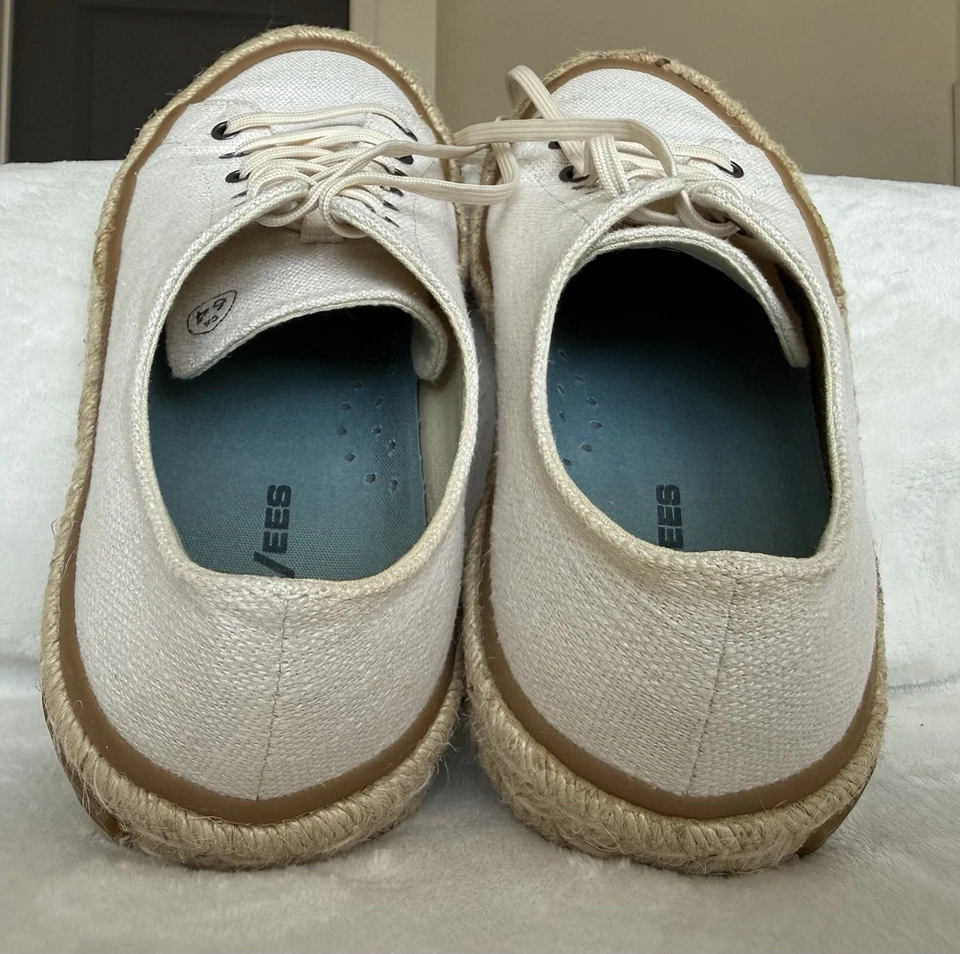 Womens Seavees White Coronado Espadrille Slub Linen Sneaker Lace Up Size US 9 - Image 2 of 4