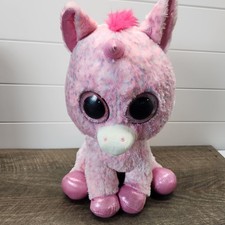 Ty Beanie Boos Rosey Large 17" Unicorn Justice Exclusive Pink Sparkle Feet Ears