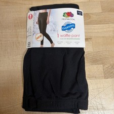 FRUIT of the LOOM Womens XS 0-2 Eversoft Waffle Thermal Bottoms Pant   Black