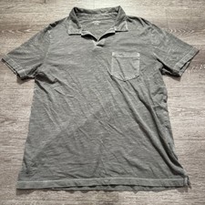 Old Navy Polo Shirt Mens Medium Gray Pocket Garment Dyed 100 Cotton Preppy
