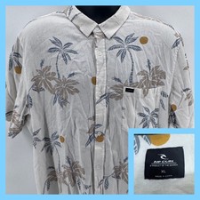 Rip Curl Mens Palm Tree Floral Button Up Shirt XL Tropical Beach Vacation