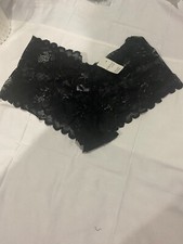 Boyshorts panties for women Sz L Black Lace Waist Low Rise Floral Panties