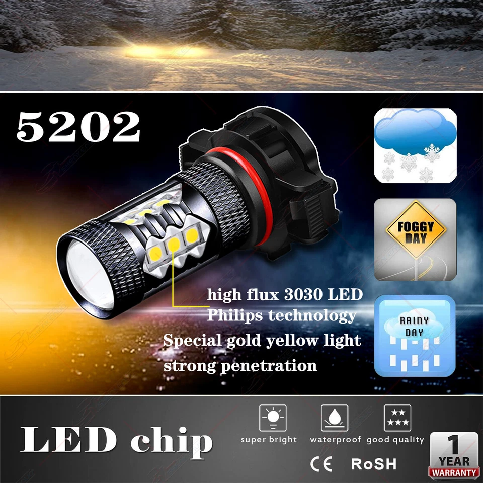 5202 2504 LED luz antiniebla/de conducción lámpara 3000 k amarillo dorado para GMC Yukon 2007-2014 Foto 4 de 4