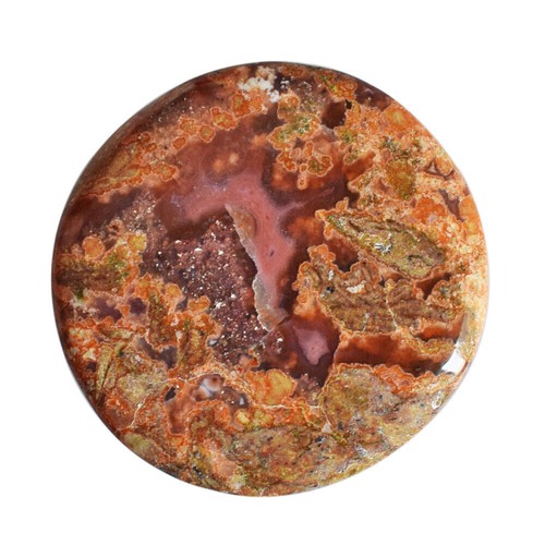 Pierre Précieuse Lâche : Agate Bâton Pseudomorphe Naturelle Supérieure - 18.30 Carats, Rond Cabochon 20x20mm - Non Traitée
