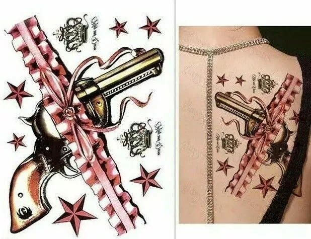 Garter tattoo top with gun