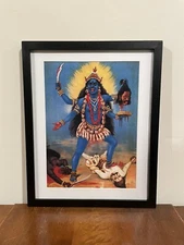 Kali Trampling Shiva Raja Ravi Varma Framed Print 12x15 Hindu Goddess of Death